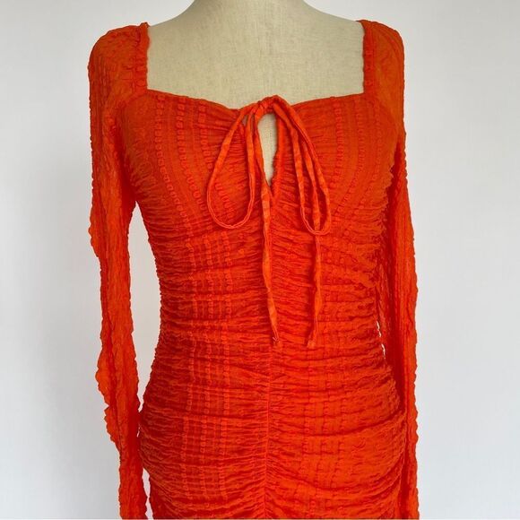 GANNI Ruched Lace Midi Dress - Picture 5 of 14